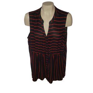 Torrid Sleeveless‎ Black & Red Striped Button-Down Tunic Top Size 2